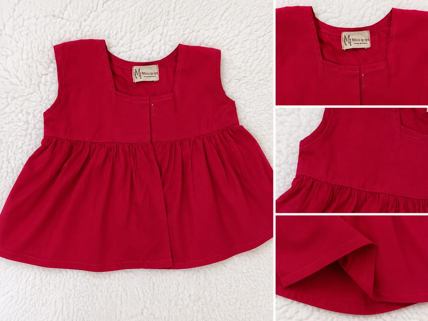 Red sleeveless girls lawn top product view